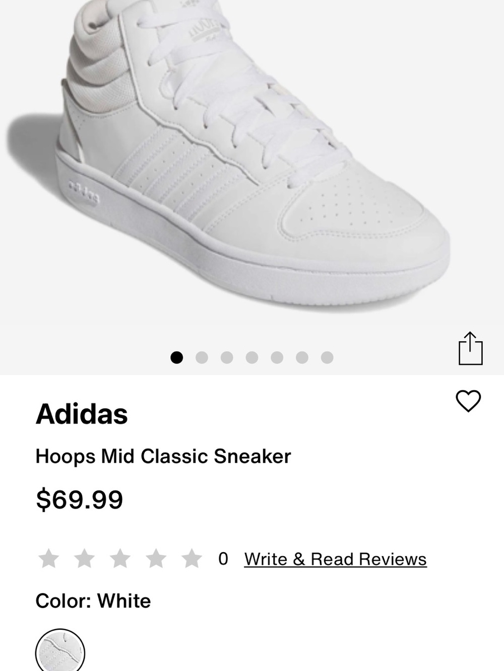 adidas Kids White High-Top Sneakers with Light Gray Lining - Picture 8 of 8